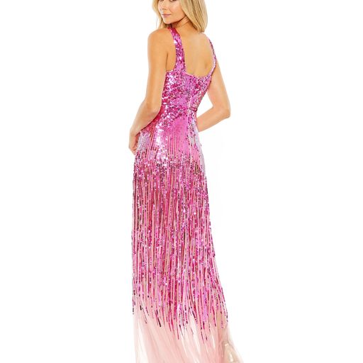 Sequined Cross Front Mesh Detailed Gown