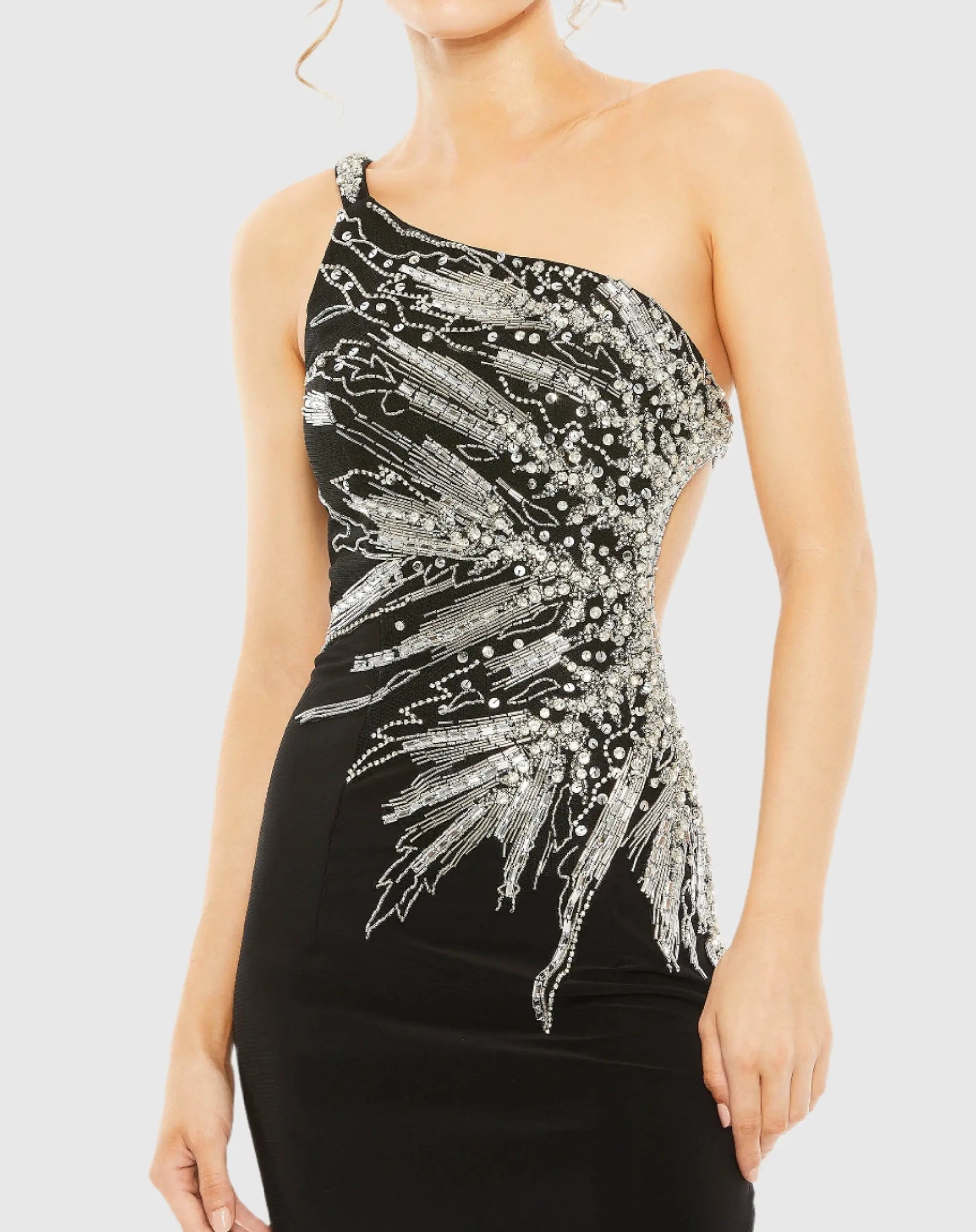 Embellished One Shoulder Cut Out Gown - Mac Duggal