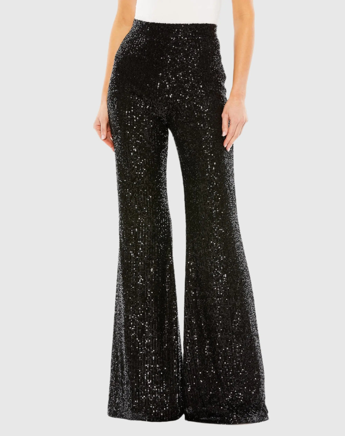 Black Sequin Flare Evening Pants - FINAL SALE - Mac Duggal