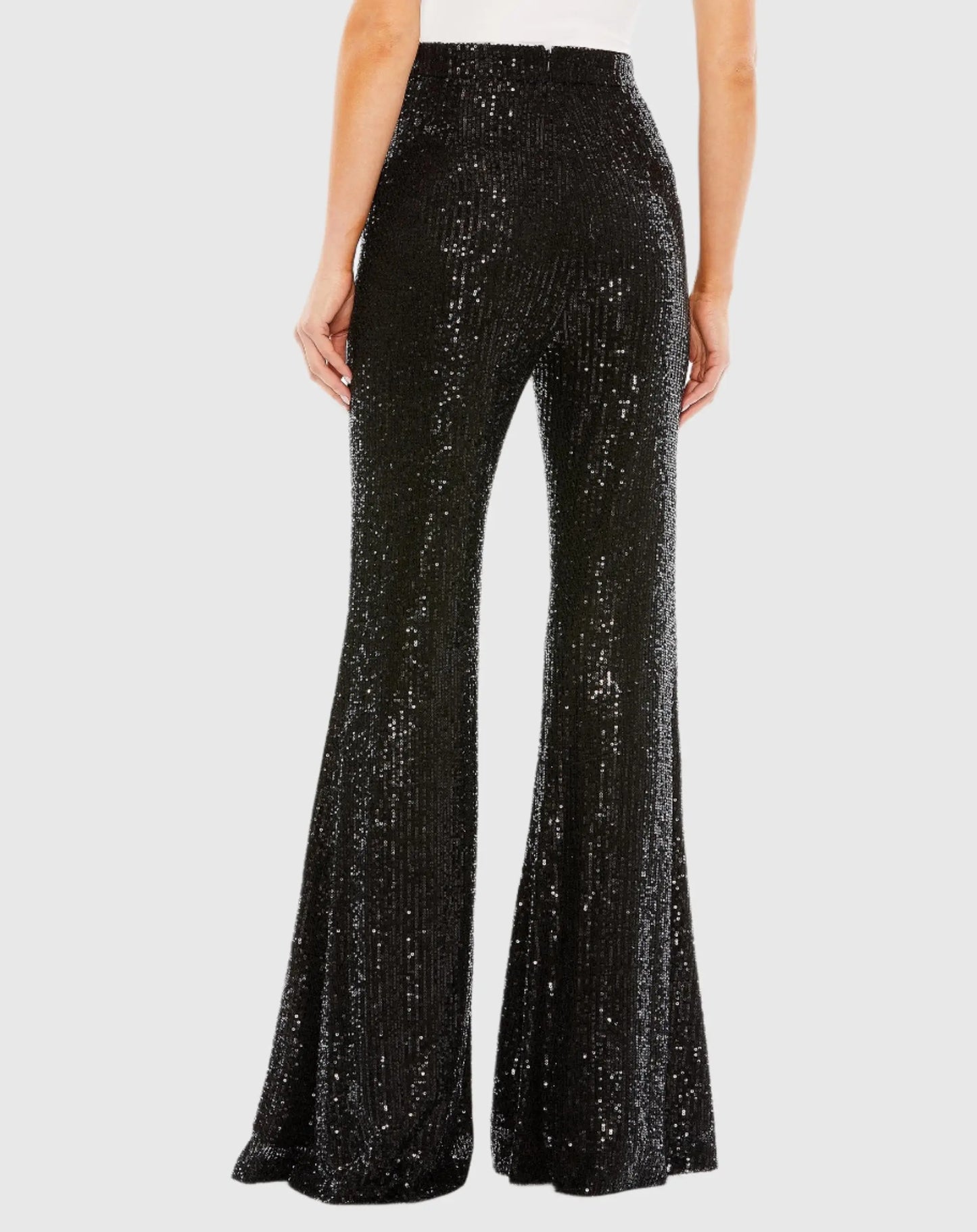 Black Sequin Flare Evening Pants - FINAL SALE - Mac Duggal