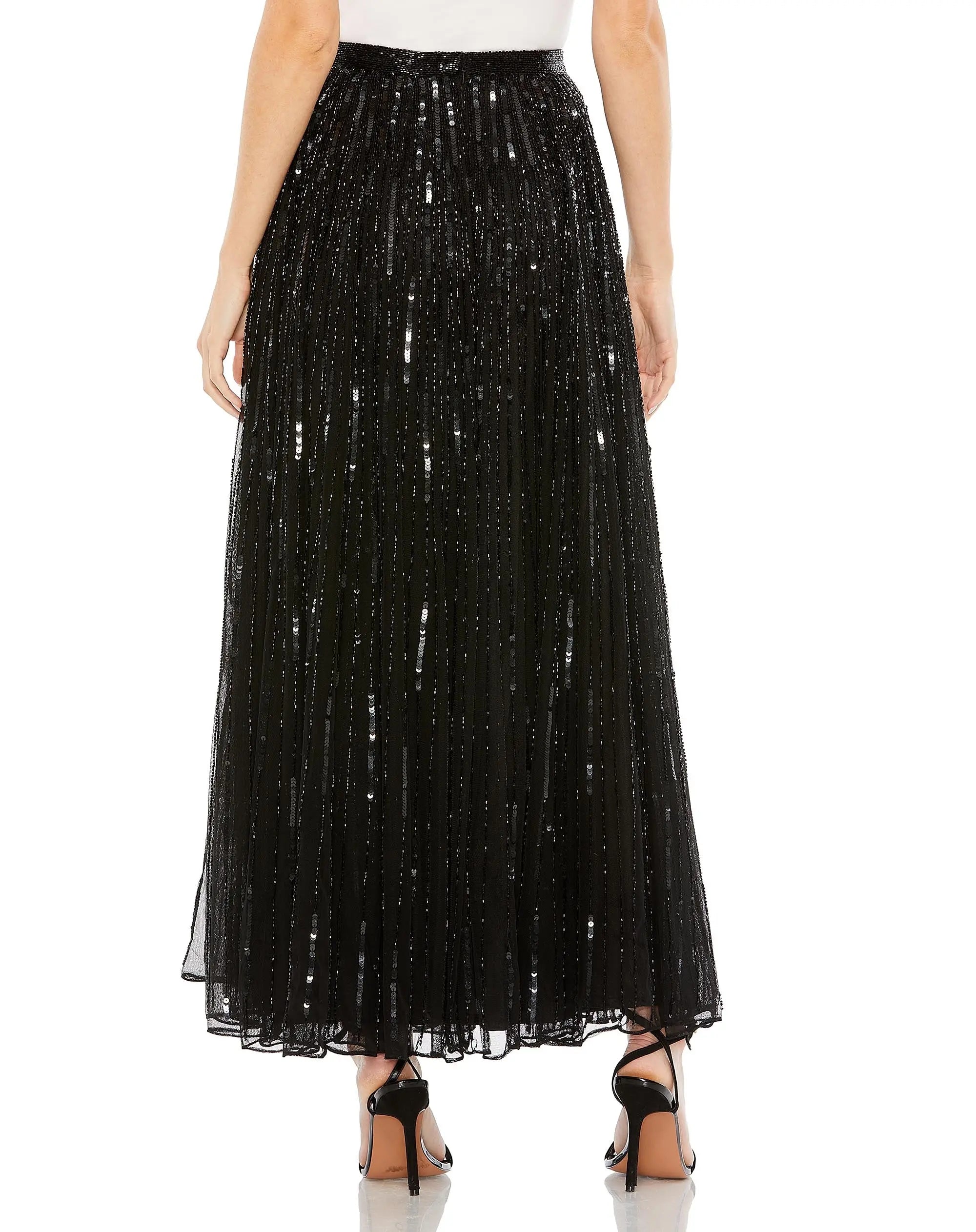 Long Sequin Embellished Chiffon Evening Skirt - FINAL SALE - Mac Duggal
