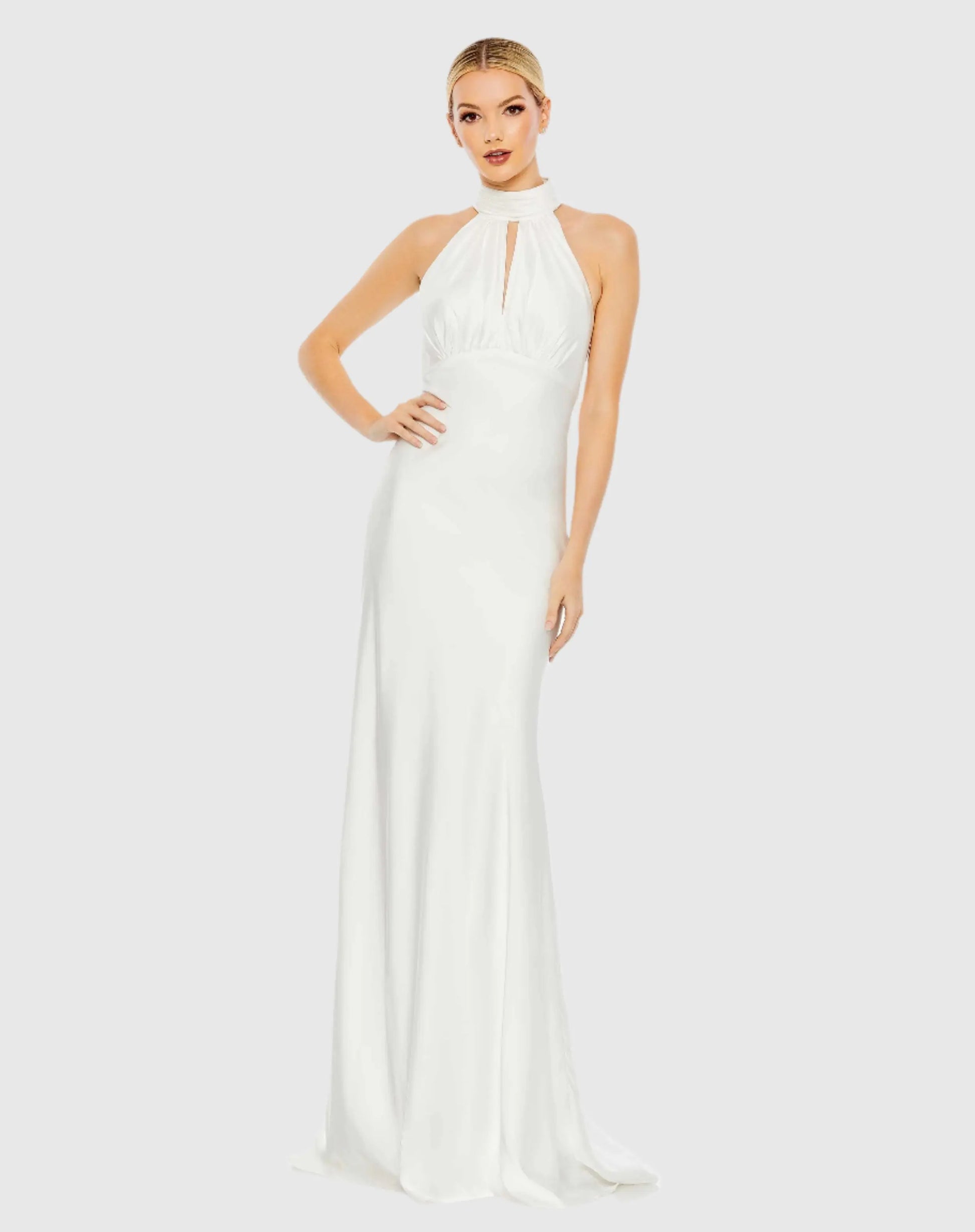 Keyhole Halter Empire Waist Gown